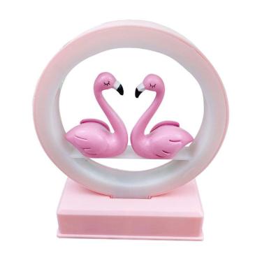 Imagem de Lâmpada de luz noturna Flamingo com resina plástica rosa musical