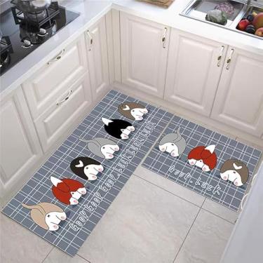 Imagem de Passadeira para Cozinha Antiderrapante Kit 2 Peças | Tapete Lavável Secagem Rápida | Poliéster(C-1-1.2MX0.4M+0.6M.0.4M)