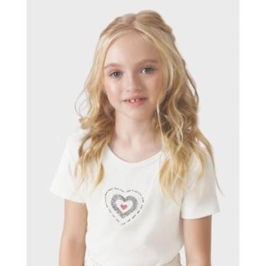 Imagem de Blusa Boreal com strass coração verão brilho fofo - Vermelho e OffWhite - Menina 4 a 14 anos-Feminino