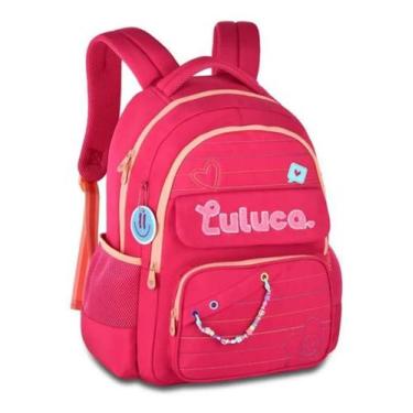 Imagem de Mochila de Costas Escolar Luluca, Juvenil 17,5" LU24610 Cor:Rosa