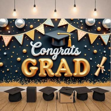 Imagem de Banner Grad Event Congrats Grad Confetti Dots Parabéns para cabine de fotos de celebração de formatura