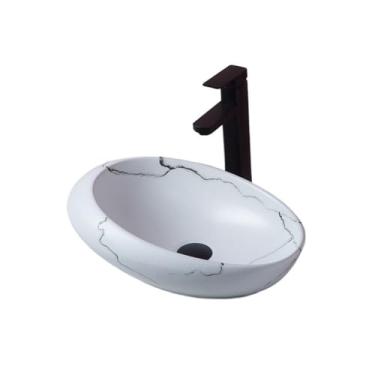 Imagem de Vessel Vanity Sink Pequena pia de banheiro 48 * 31 * 13,5 cm Vaso para lavabo de vestiário Design de economia de bengaleiro Branco Bancada moderna