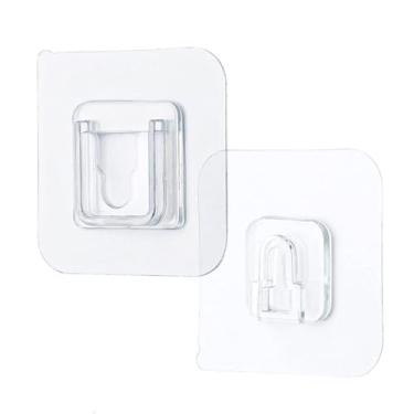 Imagem de NevStp Ganchos de parede adesivos de dupla face, ganchos de sucção transparentes fortes, ganchos de sucção para cozinha, banheiro, armazenamento de tomada, 10 pares