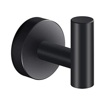 Imagem de Conjunto de acessórios de banheiro preto suporte de toalha de parede anel de aço inoxidável suporte de rolo de papel higiênico, gancho de parede, 1
