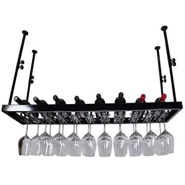 Imagem de Prateleiras de vinho, suporte de copo de vinho pendurado de cabeça para baixo, armário de vinho criativo para sala de estar, garrafa de vinho, suporte de vinho montado na parede/100 * 30 cm (100 * 30