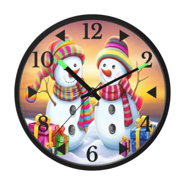 Imagem de STAYTOP Lindo boneco de neve de Natal relógio de parede LED para quarto com brilho noturno, relógios de parede silenciosos de 30 cm para decoração de sala de estar, controle de som, relógio de parede