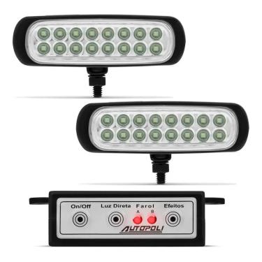 Imagem de Farol Strobo Estrobo Safetycar Luz Milha Slim Led Vermelho Carcaça Preta Par