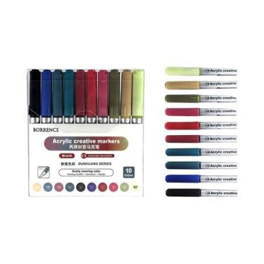 Imagem de Conjunto De Marcadores De Tinta Acrílica Com 10 Cores E Sistema De Con