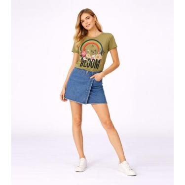 Imagem de Blusa Baby Look Feminina Estampada Select Verde, M, Verde