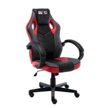 Imagem de Cadeira Gamer Giratória Regulavel Quest Preto/Vermelho - Fratini Móvei