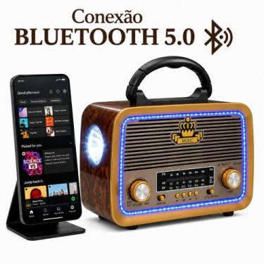 Imagem de Rádio Cor Madeira 3199 Portátil Retrô Am Fm A Pilha Com Cabo Energia B