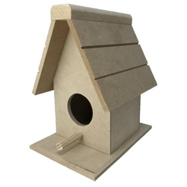 Imagem de Casa De Passarinho Teto Trabalhado Riscado Com Um Furo Mdf