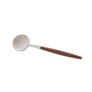 Imagem de CJ 6 COLHERES P/SOBREMESA AÇO INOX C/CABO EM ESTAMPA DE MADEIRA ORGANIC 13cm