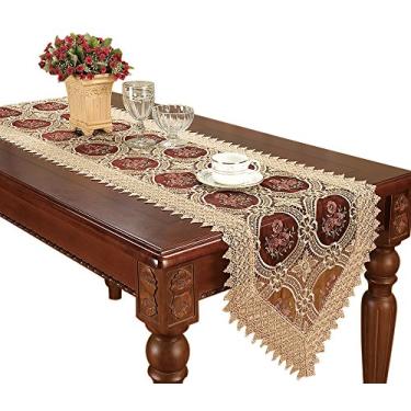 Imagem de Simhomsen Cachecol pequeno vintage vinho rendado Doily Table Runners Dresser 40 × 91 cm