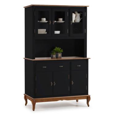 Imagem de Cristaleira Arca e Oratório 6 Portas 2 Gavetas com Pés Luis Xv 60632 Linz Móveis - Preto/Imbuia