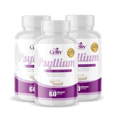 Imagem de Kit Com 03 - Psyllium 60 Cápsulas de 500mg Celliv