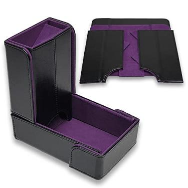 Imagem de Forged Dice Co. Torre de dados dobrável Keep com bandeja de dados - Design sem encaixe - ideal para jogadores de RPG e masmorras - Armazenar e transportar facilmente - Roxo