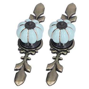 Imagem de Puxadores de Gaveta de Abóbora Pintados à Mão, 2 Botões de Gaveta, Puxadores de Gaveta, Puxadores de Gaveta Pintados à Mão, Porta de Armário de Abóbora, Maçanetas (1045A rosa azul)