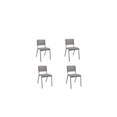 Imagem de Kit 04 Cadeiras Fixas  Multiuso Niala Plaxmetal NR17 Basalto (Cinza)