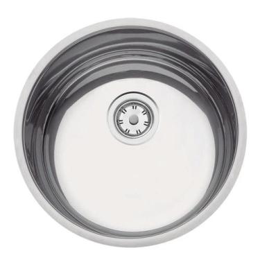 Imagem de Cuba de Embutir Luna Redonda 35 BL em Aço Inox Pré-polido c/ Válvula d