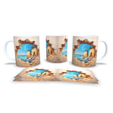 Imagem de Caneca Branca de Porcelana Personalizadas Coleção 3D Animais (Praia 2)