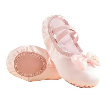 Imagem de Phineein Enchanting Butterfly Sapatilhas de balé para meninas bailarina para dança infantil - cetim macio, sola dividida, Flor rosa, 22
