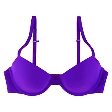 Imagem de Undies.com Sutiã feminino de microfibra 2 camadas com aro Oh Darling Demi Push Up, Purmon, 34C