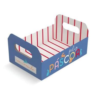 Imagem de Caixote de Papel Cartão - Páscoa Feelings - Azul - 1 unidade - Cromus 