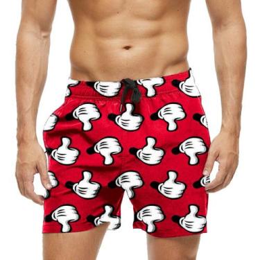 Imagem de Short Praia Shorts Banho Bermuda Verão Mão Mickey Joinha Cartoon 620 -