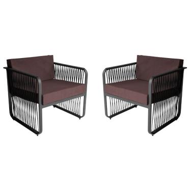 Imagem de Conjunto 2 Poltronas para Área Externa Santiago em Alumínio e Corda Náutica Acesse Móveis