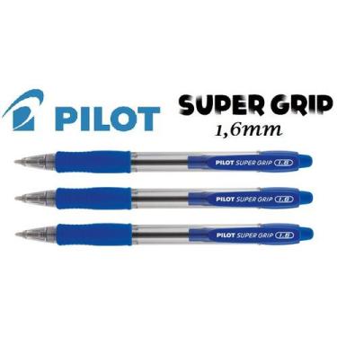Imagem de Caneta Esferográfica Azul Pilot Super Grip 1.6 Kit Com 3