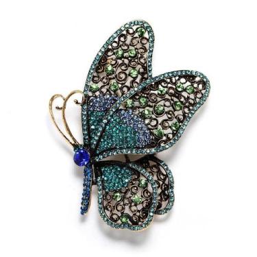 Imagem de Criativo strass exagerado borboleta broche feminino moda casaco acessó