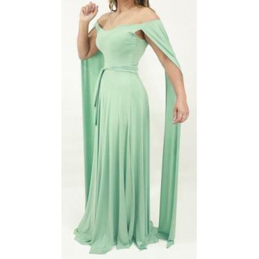 Imagem de Vestido Feminino Longo Madrinha Capa Longa Duplo Casamento - Casual Dr