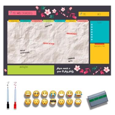 Imagem de Quadro Lousa Planejador Mensal/Planejamento Semanal/Planner/Planner Parede Metal - Quadro Branco 2 canetas e 12 imãs (ROXO, 45x70)