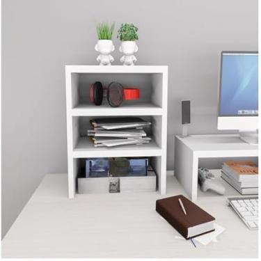 Imagem de Suporte Organizador De Mesa Base Para Monitor Ergonômico Mesinha (Base Monitor + Escaninho)