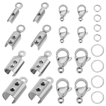 Imagem de PH PandaHall Kit Para Fazer Joias, 200 Peças, Aço Inoxidável 304, Pontas De Cordão Dobráveis, Argolas, 50 Fechos Garra Lagosta Brincos, Pulseiras, Colares, Artesanato Faça Você Mesmo, 450 Peças/Conj