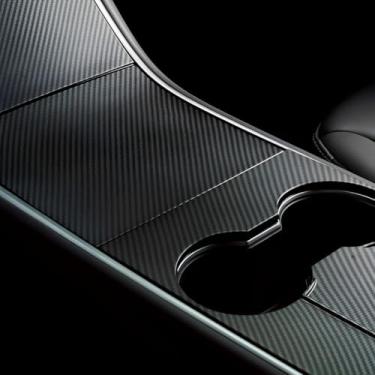Imagem de Nestour Kit de capa de invólucro para console central Tesla Model 3 Modelo Y 2016-2020, acessórios protetores de console central sem rastreamento, material ABS premium (fibra de carbono fosco)
