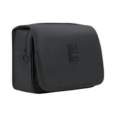 Imagem de Necessaire Unissex Organizadora Portátil para Viagem e Uso Diário, Bolsos Internos, Fecho com Zíper, com Gancho para Pendurar, Várias Divisórias, Material Premium Resistente à Água (Preto)