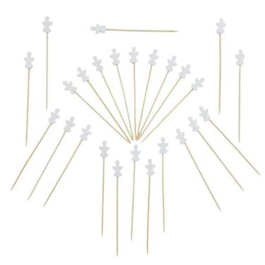 Imagem de Espetinhos Decorativos de Bambu 12 cm – Palitos para Petiscos, Doces, Cupcakes, Lanches e Drinks | Kit para Festa, Casamento, Coquetel e Churrasco (25 Espetos Anjo Batizado)
