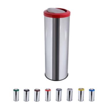 Imagem de Lixeira Inox Com Tampa Basculante Lixeira Grande 50 Litros - CM Design