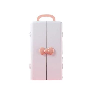 Imagem de Organizador de maquiagem caixa de armazenamento de cosméticos mesa de penteadeira produtos de cuidados com a pele caixa de armazenamento de grande capacidade prateleira de batom portátil simples caixa