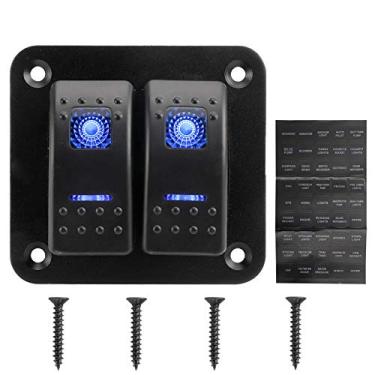 Imagem de Amarine Made Painel De Interruptores Para Barco 12-24V, Iluminado, Alumínio, Pré-Cabeado, 2, 3, 4, 5, 6 E 8 Alternância, Painel, 5 Pinos Liga/Desliga, 2 Leds Com Retroiluminação Ônibus, Carro, Azul
