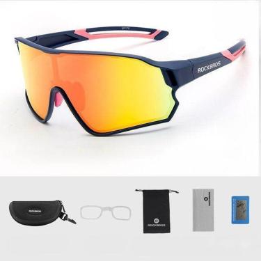 Imagem de Óculos Rockbros Polarizado UV400 - Azul Fosco com Rosa