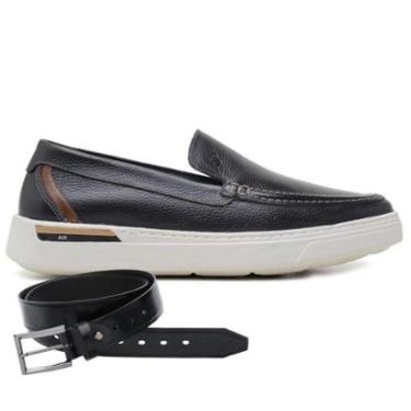 Imagem de Sapato Jota Pe Casual Preto Em Couro Air Sonic + Cinto 89450-Masculino