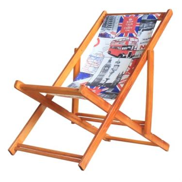 Imagem de Espreguiçadeira Portátil de Madeira Maciça – Para Piscina, Sem Braço, Envernizada (Londres)