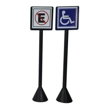 Imagem de 4 Suporte Para Placa Movel Com 4 Pedestal + 4 Mts Corrente - Plastcor