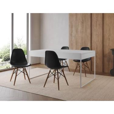 Imagem de Conjunto Industrial Filadelfia 137x90 Ferro Branco Tampo Branco 4 Cade