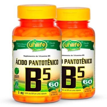 Imagem de Kit 2 Vitamina B5 Ácido Pantotênico 60 Cápsulas Unilife