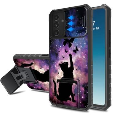 Imagem de WZCJDHMJ Capa para Samsung Galaxy A16 5G com capa de câmera deslizante e suporte embutido, capa protetora de telefone de camada dupla à prova de choque de grau militar para Samsung Galaxy A16 5G, gato