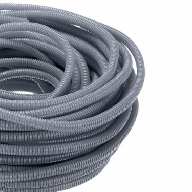 Imagem de DMiotech Tubo dividido de tear de fio de 30,5 m, protetores de cabo da Pet flexível para gerenciamento de cabos de conduíte para escritório, casa, jardim, cinza